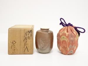 備前焼　木村陶峰造　桟切焼肩衝茶入（共箱）　□z